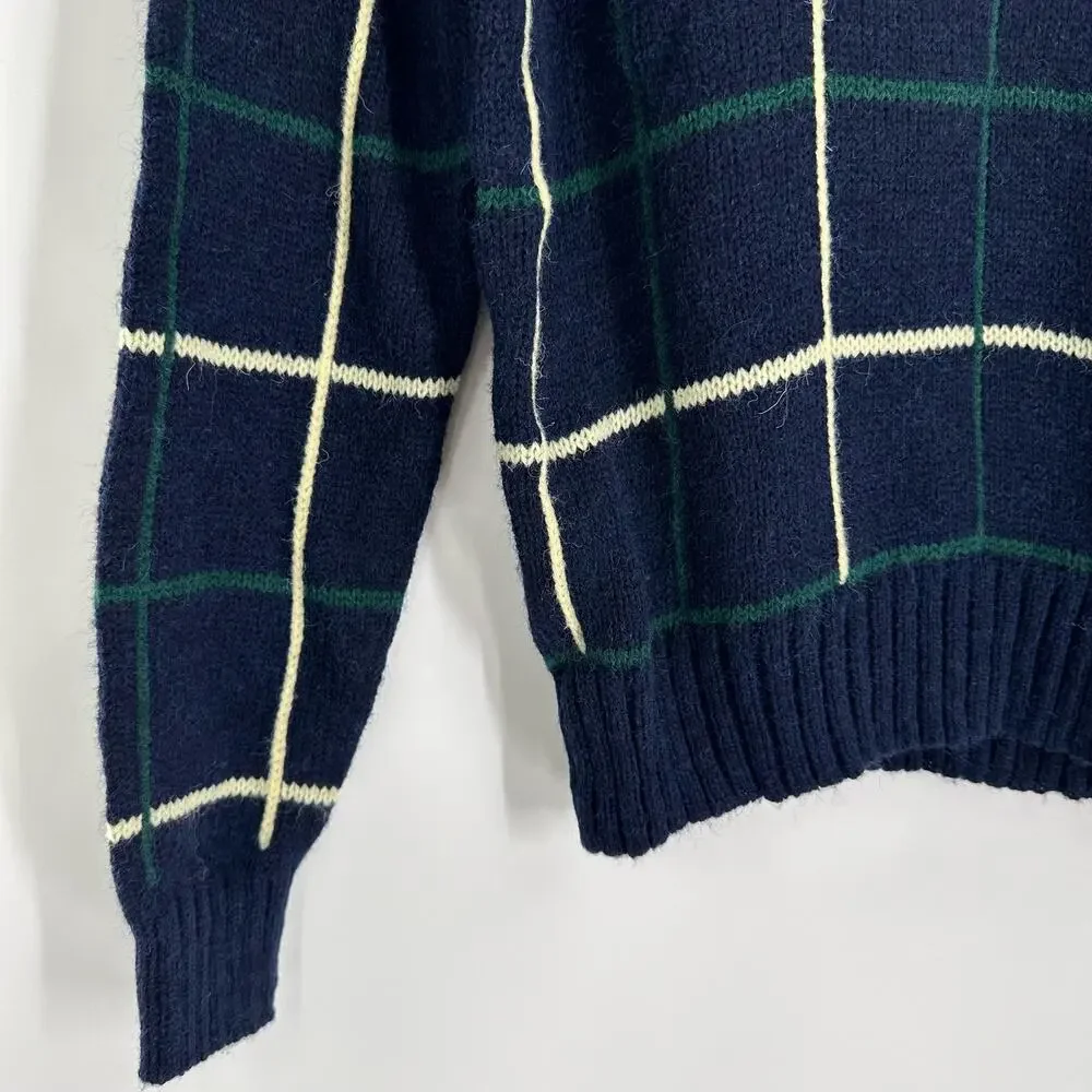 Garland Hong Kong‎ Dad Style Dark Blue Grid Check Pattern Sweater Adult Window